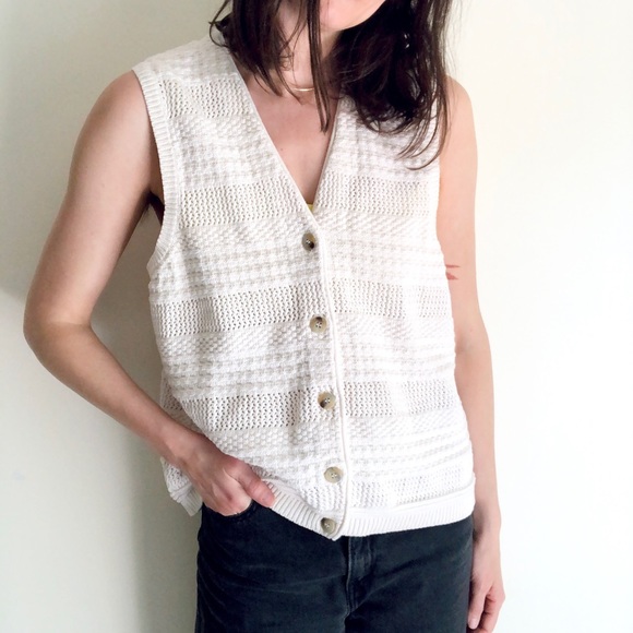 Vintage cream knit vest - Picture 5 of 13